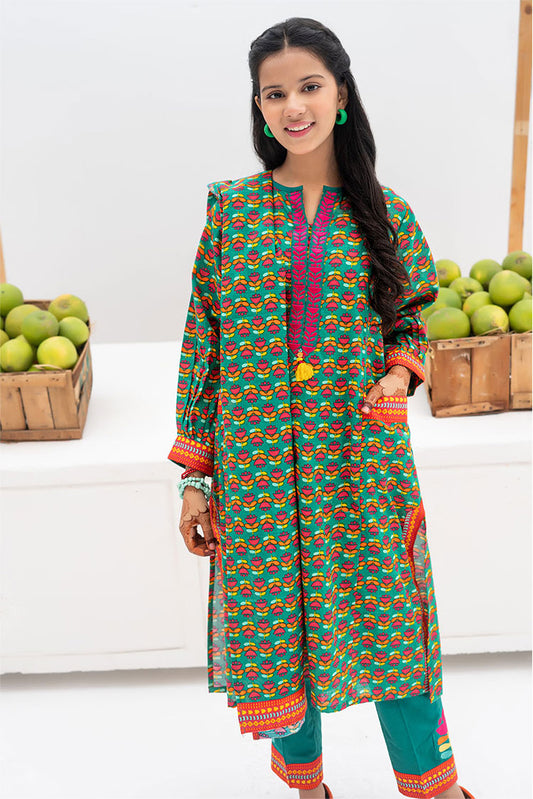 Senorita - GAD-02367 | Tarquise Green & Multicolor | Casual 3 Piece Suit | Cotton Khaddar Printed