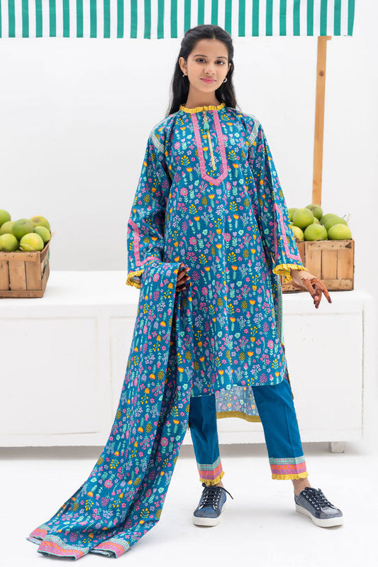 Senorita - GAD-02368 | Blue & Multicolor | Casual 3 Piece Suit | Cotton Khaddar Printed