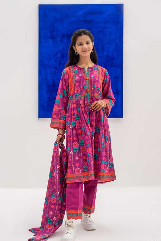 Senorita - GAD-02378 | Maroon & Multicolor | Casual 3 Piece Suit | Cotton Khaddar Printed