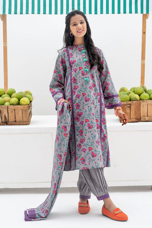 Senorita - GAD-02441 | Grey & Multicolor | Casual 3 Piece Suit | Khaddar Printed