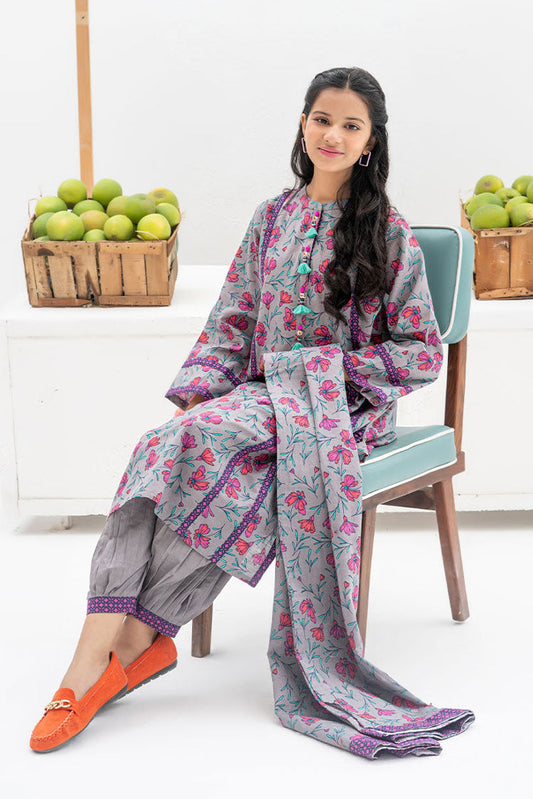 Senorita - GAD-02441 | Grey & Multicolor | Casual 3 Piece Suit | Khaddar Printed
