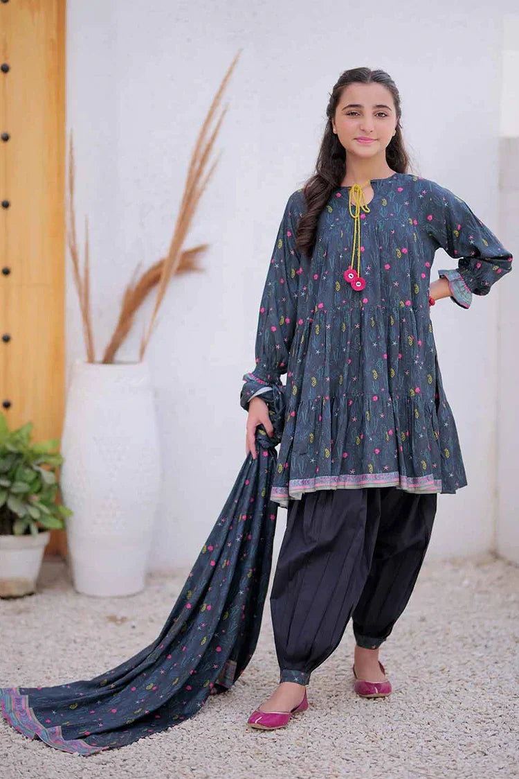 Picture of GAD-02475 | Dark Grey & Multicolor | Casual 3 Piece Suit | Marina Fabric Printed - Available at Raja Sahib