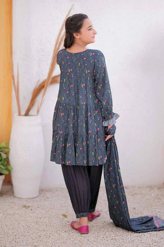 GAD-02475 | Dark Grey & Multicolor | Casual 3 Piece Suit | Marina Fabric Printed