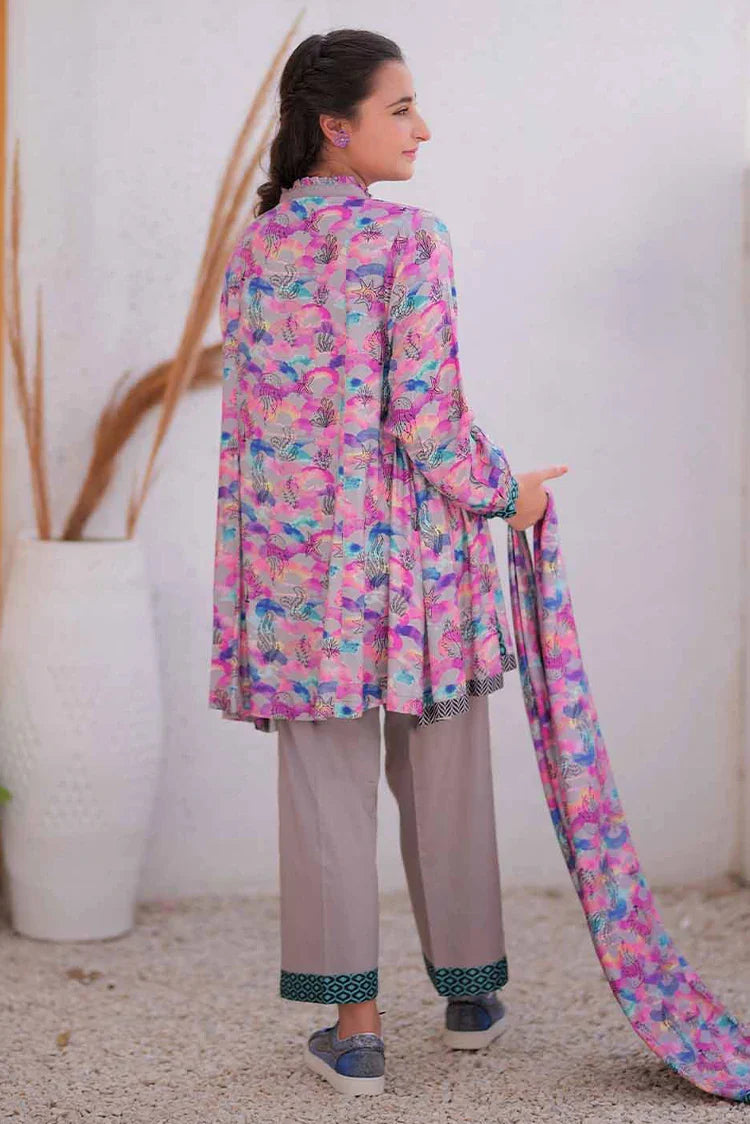 Picture of GAD-02478 | Grey & Multicolor | Casual  3 Piece Suit | Marina Fabric Printed - Available at Raja Sahib