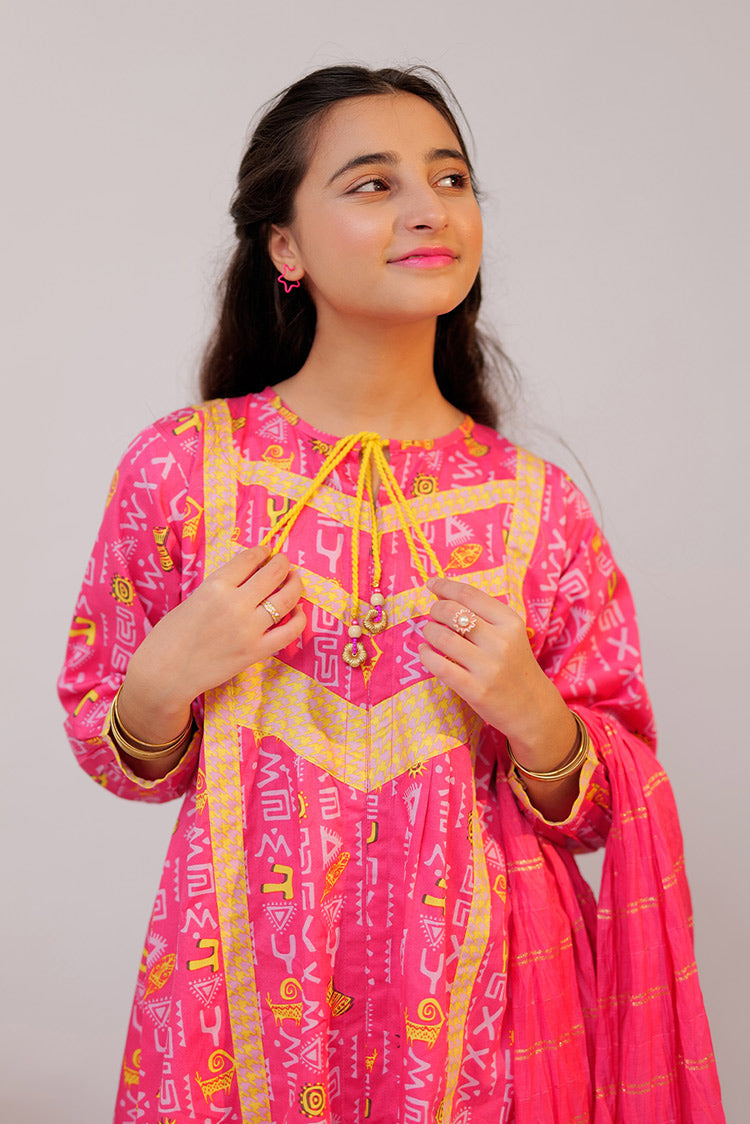 Picture of <!--byt-->Senorita - GAD-02520 | Pink & Multicolor | Casual 3 Piece Suit | Cotton Cambric - Available at Raja Sahib