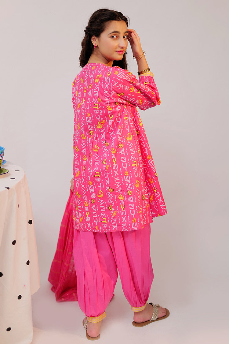 Picture of <!--byt-->Senorita - GAD-02520 | Pink & Multicolor | Casual 3 Piece Suit | Cotton Cambric - Available at Raja Sahib