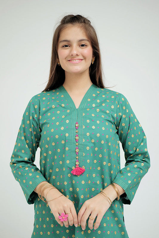 Senorita - GAD-02652 | Turquoise Green | Casual 3 Piece Suit   | Cotton Cambric