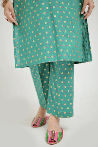 Senorita - GAD-02652 | Turquoise Green | Casual 3 Piece Suit   | Cotton Cambric