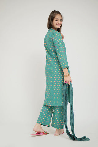 Senorita - GAD-02652 | Turquoise Green | Casual 3 Piece Suit   | Cotton Cambric