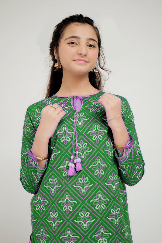 Senorita - GAD-02655 | Green & Golden  | Casual 3 Piece Suit | Cotton Cambric
