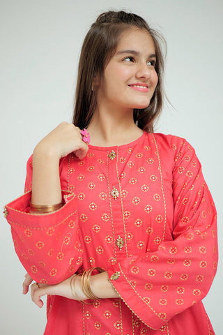 Picture of Senorita - GAD-02657 | Peach | Casual 3 Piece Suit | Cotton Cambric - Available at Raja Sahib