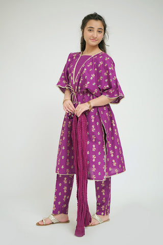 Picture of Senorita - GAD-02662 | Dark Pink | Casual 3 Piece Suit | Cotton Cambric - Available at Raja Sahib