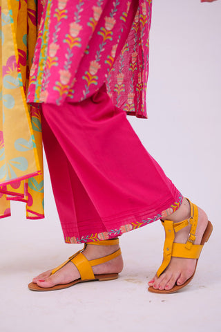 Senorita - GAD-02748 | Shocking Pink & Multicolor | Casual 3 Piece Suit | Cotton  Lawn Printed