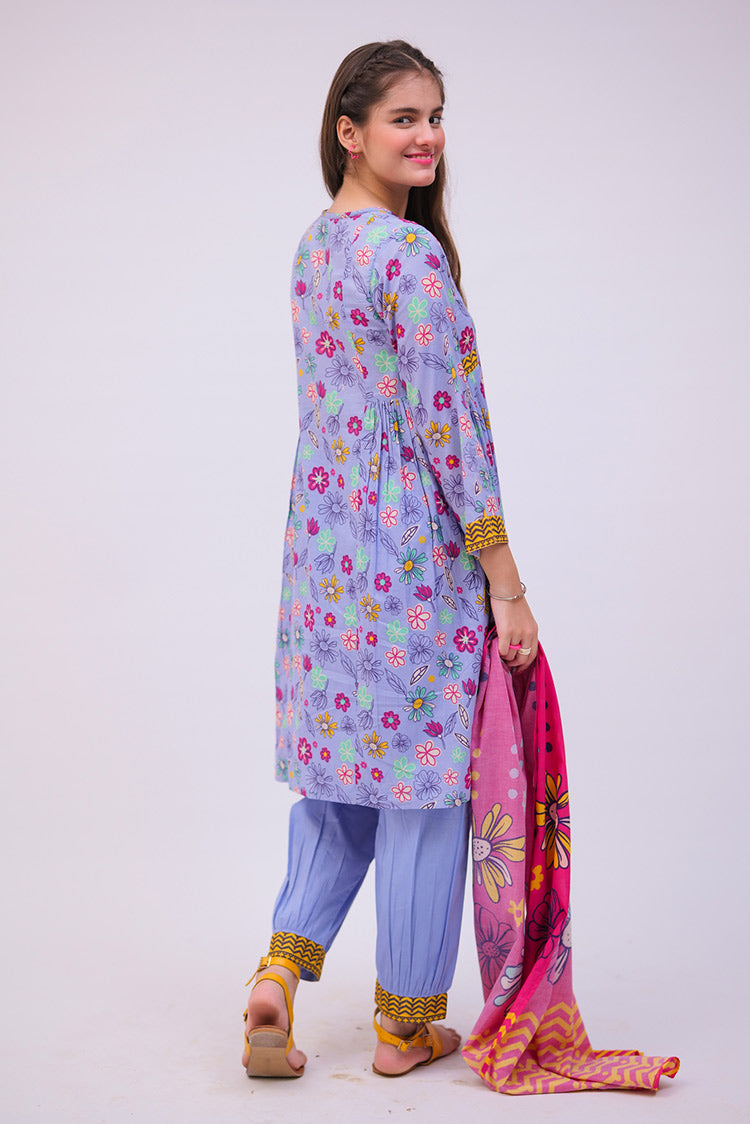 Picture of <!--bgg-->Senorita - GAD-02750 | Blue & Multicolor | Casual 3 Piece Suit | Cotton Lawn Printed - Available at Raja Sahib