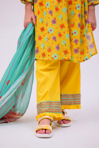 Senorita - GAD-02751 | Yellow & Multicolor | Casual 3 Piece Suit | Cotton Lawn Printed