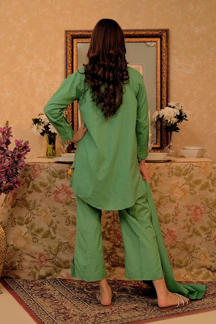 Picture of GAD-02796 | Green | Casual 3 Piece Suit | Cotton Dobby Self - Available at Raja Sahib