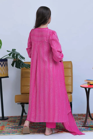 Picture of GAD-02831 | Shocking Pink & Silver | Casual 3 Piece Suit | Karandi Fabric Dobby Jacquard - Available at Raja Sahib