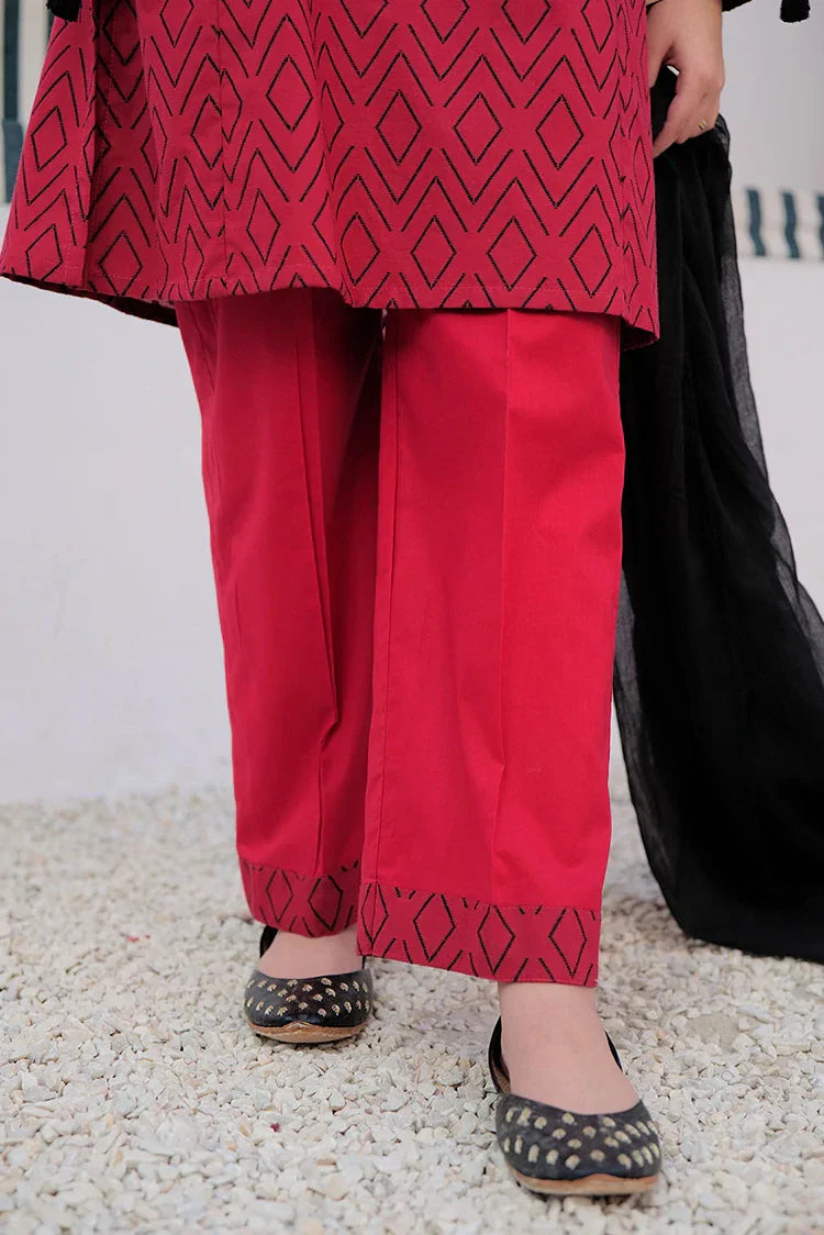 Picture of <!--aoj-->GAD-03004 | Red & Black | Casual 3 Piece Suit | Cotton Jacquard - Available at Raja Sahib