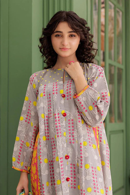 Picture of <!--ajw-->GAD-03045 | Grey & Multicolor | Casual 3 Piece Suit | Cotton Lawn Printed - Available at Raja Sahib