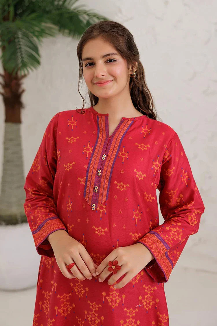 Picture of <!--akq-->GAD-03061 | Red & Multicolor | Casual 3 Piece Suit | Cotton Jacquard - Available at Raja Sahib