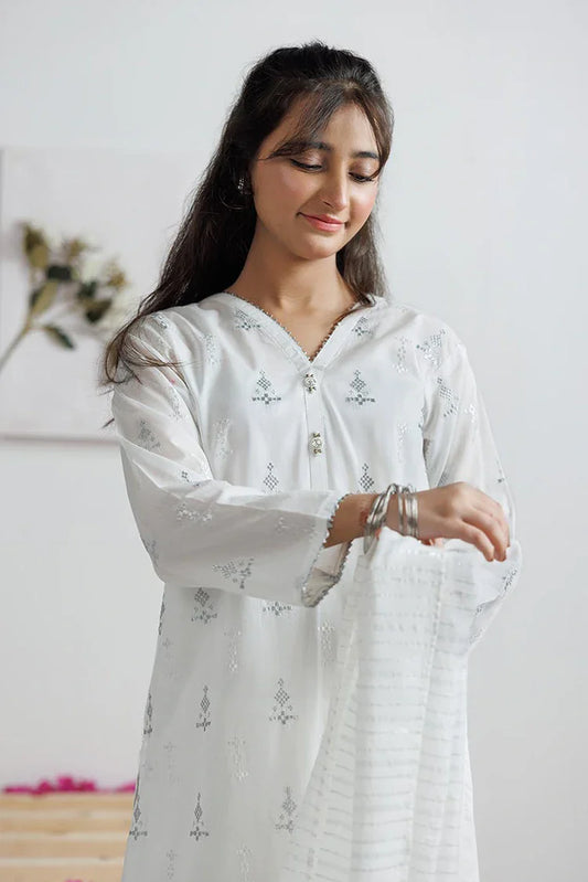 GAD-03140 | White | Casual 3 Piece Suit | Cotton Lawn Printed