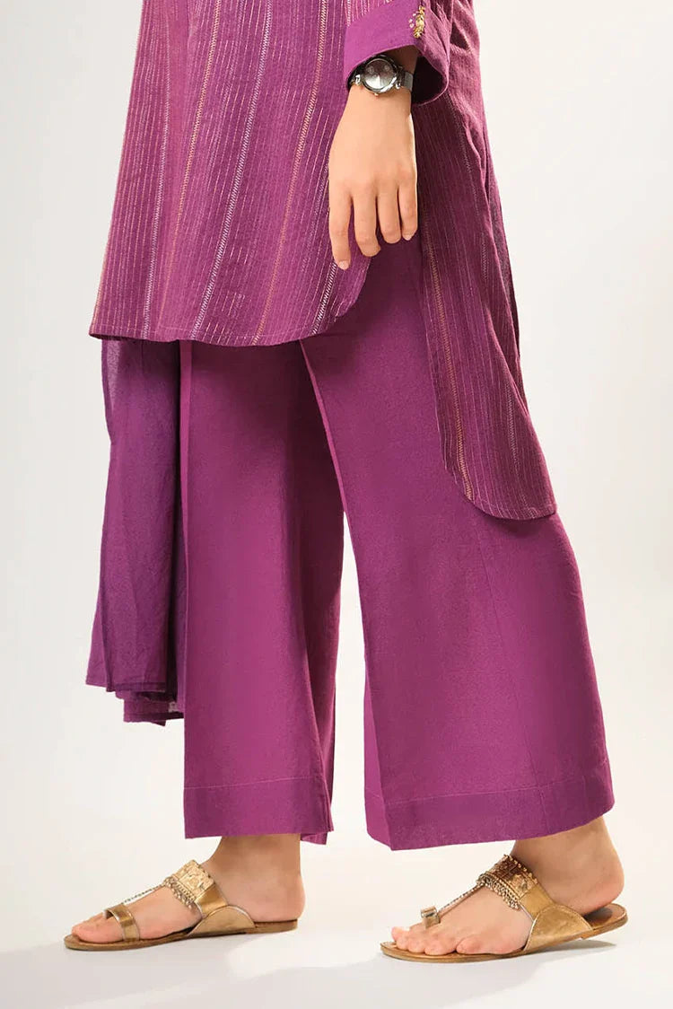 Girls winter clothes | Purple & Gold | Casual 3 Piece Suit  | Cotton Karandi Dobby  | GAD-03215