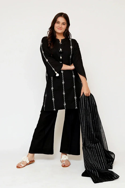 Senorita - Girls Eid Dress - Black - Casual 3 Piece Suit - GAD-03455