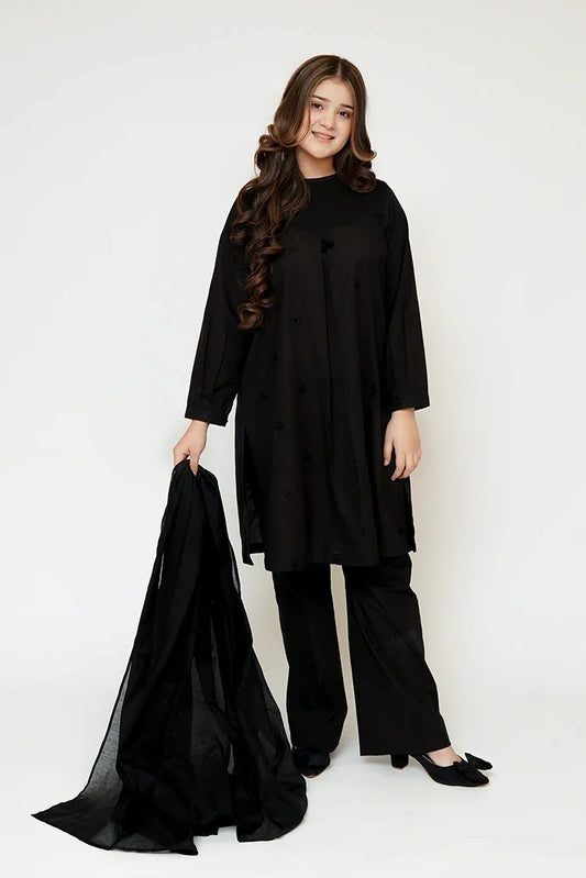Senorita - Girls Eid Dress - Black - Casual 3 Piece Suit - GAD-03491