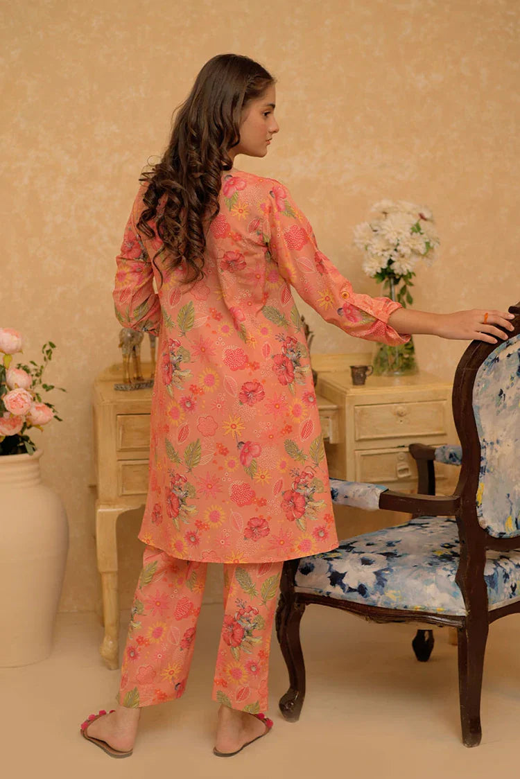 Picture of GAC-02943 | Orange & Multicolor | Casual 2 Piece Suit | Polyester Lawn Printed - Available at Raja Sahib