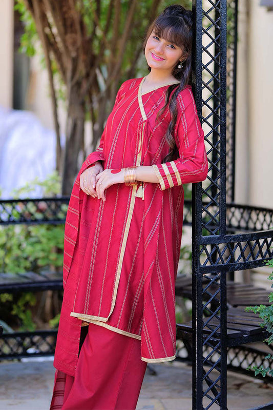 Senorita - GBD-02259 | Maroon & Gold | Casual 3 Piece Suit  | Cotton Dobby