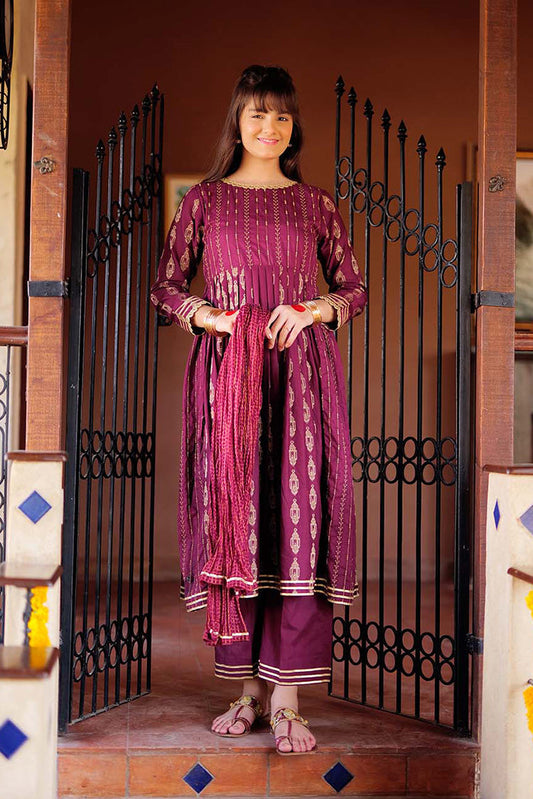 Senorita - GBD-02263 | Magenta & Gold | Casual 3 Piece Suit  | Cotton Jacquard