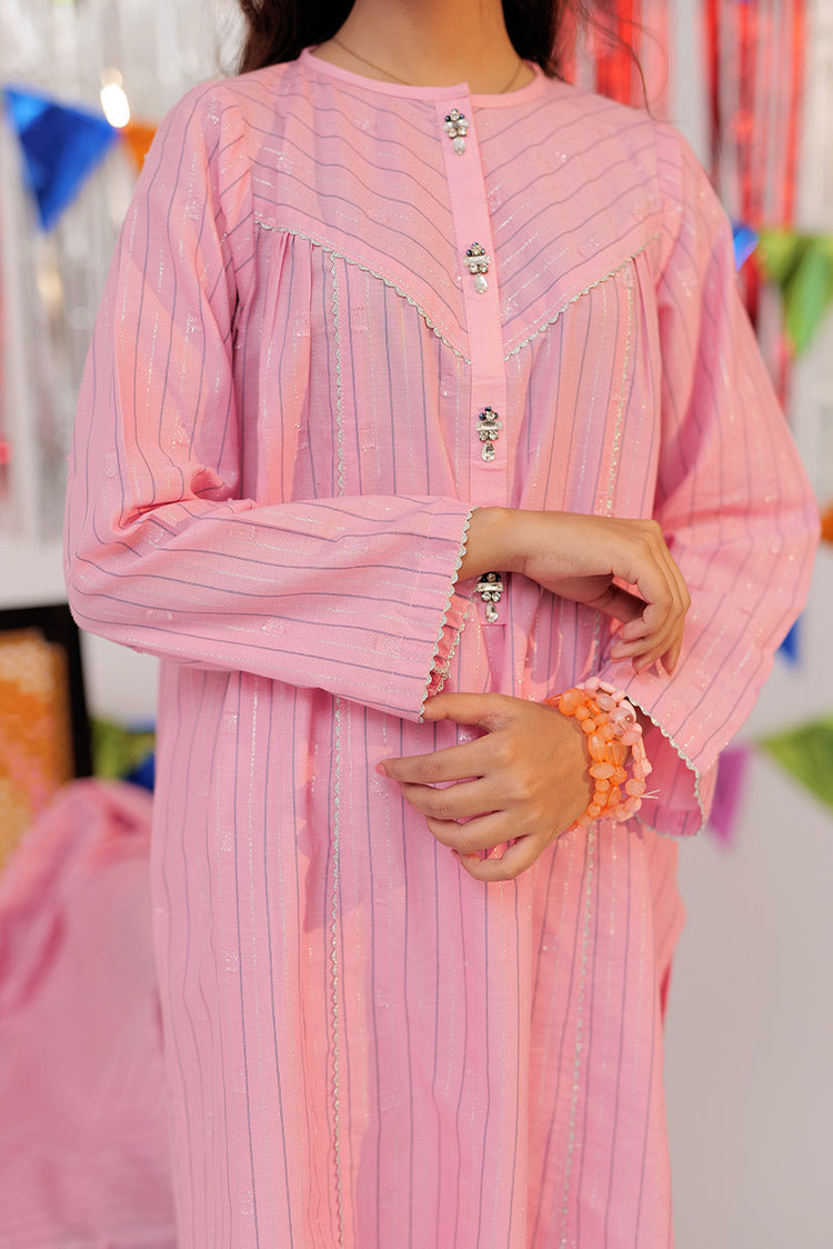 Picture of <!--bib-->Senorita - GBD-02603 | Pink & Silver | Casual Plus 3 Piece Suit | Cotton Dobby Jacquard - Available at Raja Sahib