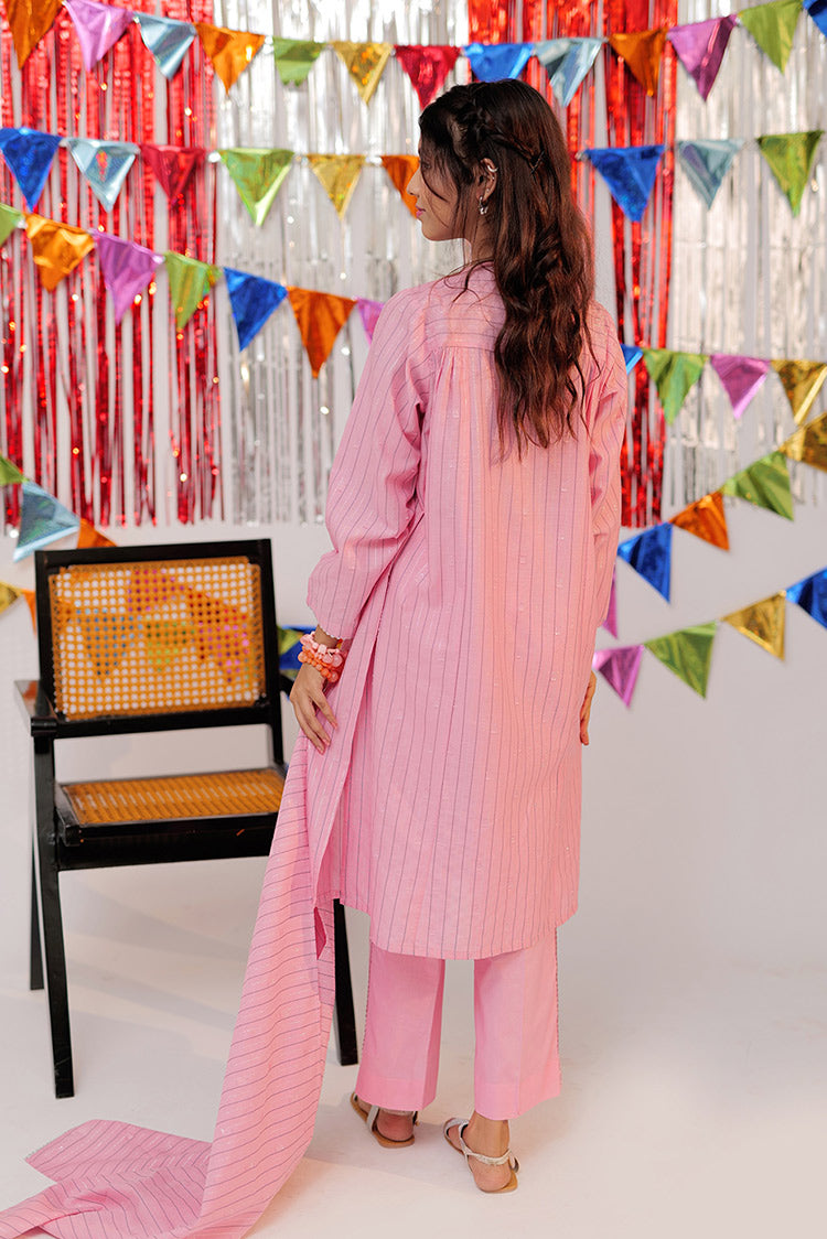 Picture of <!--bib-->Senorita - GBD-02603 | Pink & Silver | Casual Plus 3 Piece Suit | Cotton Dobby Jacquard - Available at Raja Sahib