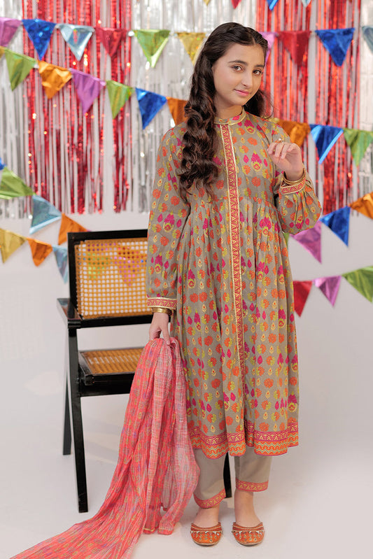 Senorita - GBD-02610 | Grey & Multicolor | Casual Plus 3 Piece Suit  | Cotton Gold Print Lawn