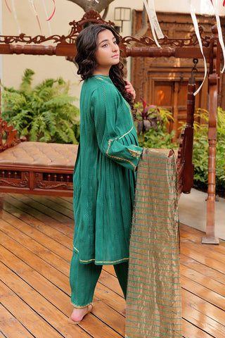 Senorita - GBD-02629 | Turquoise Green & Golden | Casual Plus 3 Piece Suit  | Cotton Dobby Jacquard