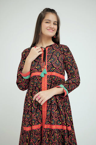 Senorita - GBD-02648 | Black & Multicolor | Casual Plus 3 Piece Suit  | Cotton Lawn Printed