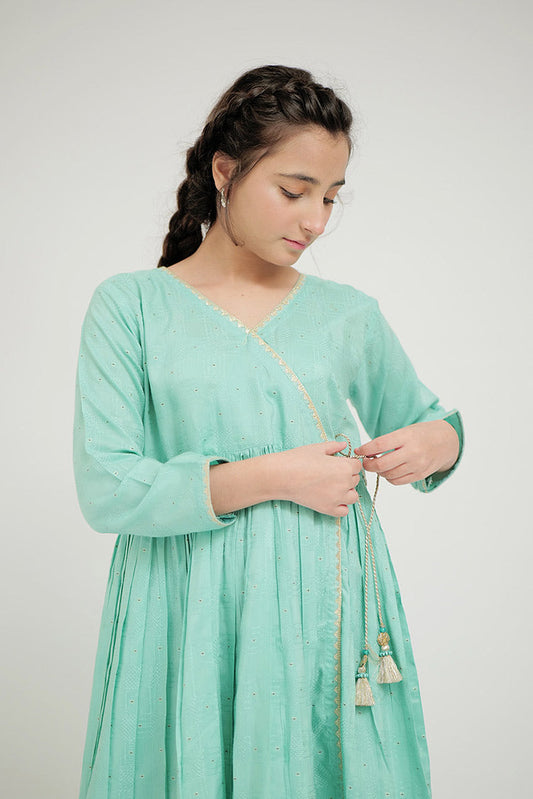 Picture of <!--byg-->Senorita - GBD-02666 | Sea Green & Gold | Casual Plus 3 Piece Suit | Viscose Jacquard Flament - Available at Raja Sahib