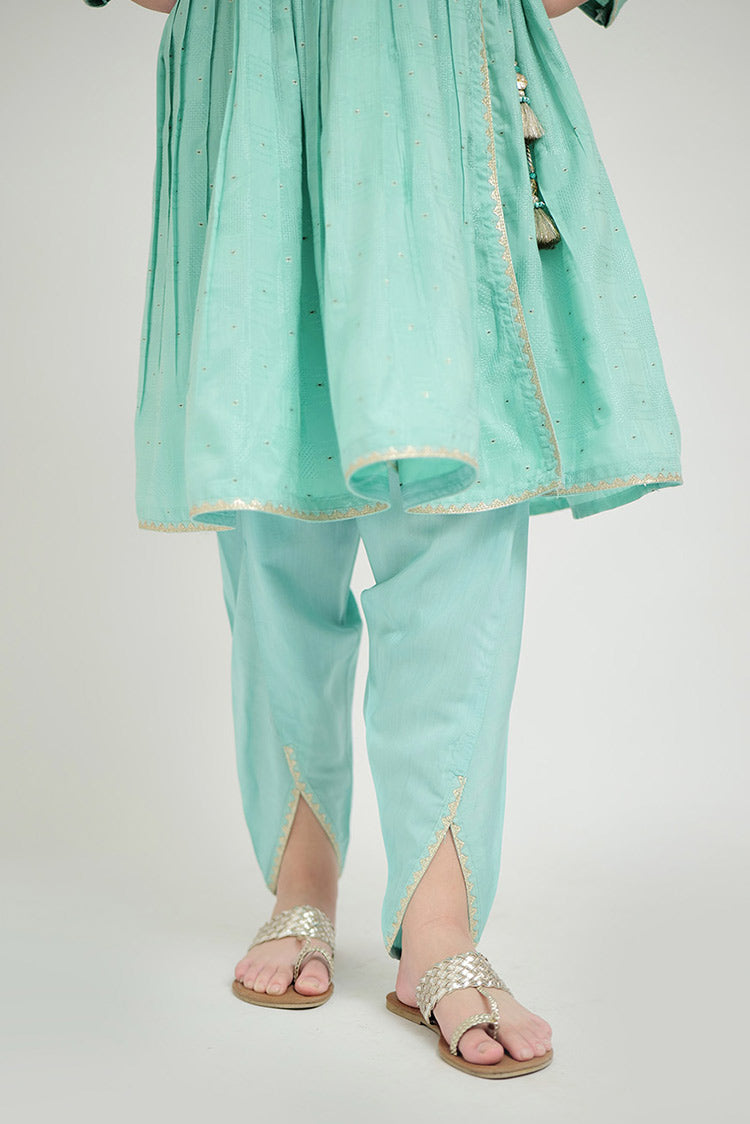Picture of <!--byg-->Senorita - GBD-02666 | Sea Green & Gold | Casual Plus 3 Piece Suit | Viscose Jacquard Flament - Available at Raja Sahib