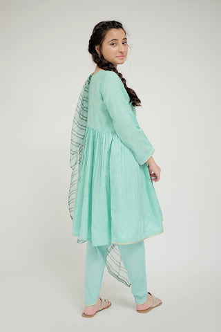 Senorita - GBD-02666 | Sea Green & Gold | Casual Plus 3 Piece Suit  | Viscose Jacquard Flament