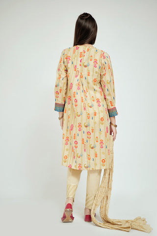 Senorita - GBD-02669 | Fawn & Multicolor | Casual Plus 3 Piece Suit  | Cotton Gold Print Lawn