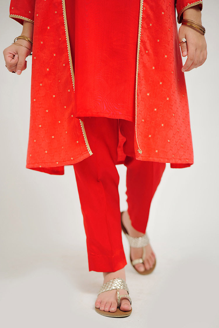 Picture of Senorita - GBD-02680 | Red & Gold | Casual Plus 3 Piece Suit  | Viscose Jacquard Filament - Available at Raja Sahib