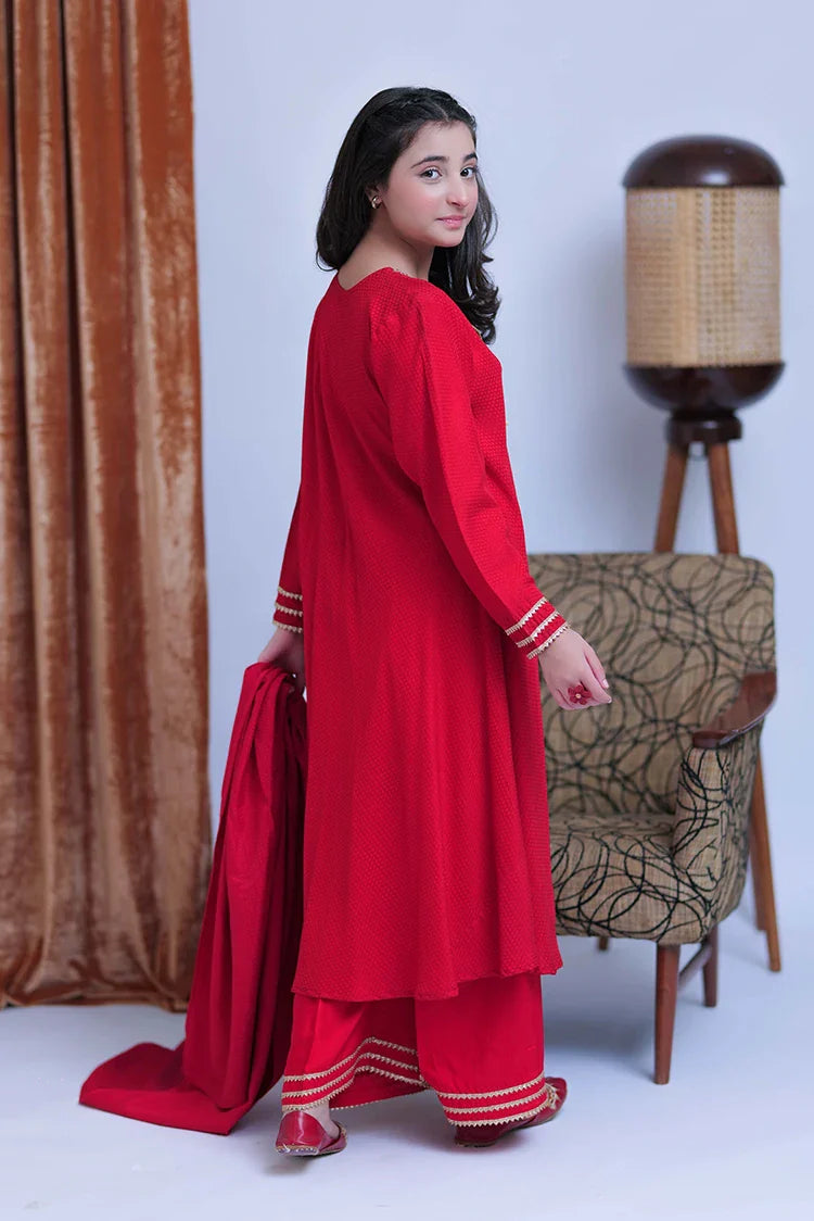 Picture of GBD-02823 | Red & Gold | Casual Plus 3 Piece Suit | Viscose Self Dobby - Available at Raja Sahib