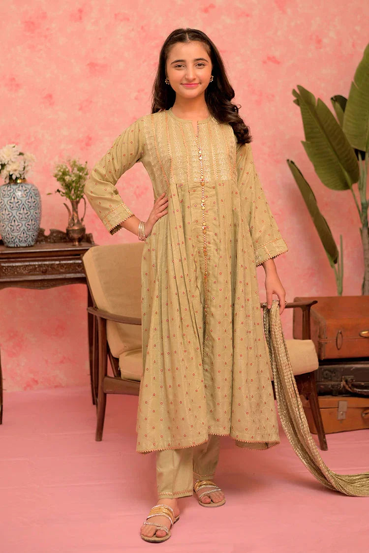 Picture of GBD-02889 | Green & Multicolor | Casual Plus 3 Piece Suit | Viscose Cotton Filament Jacquard - Available at Raja Sahib