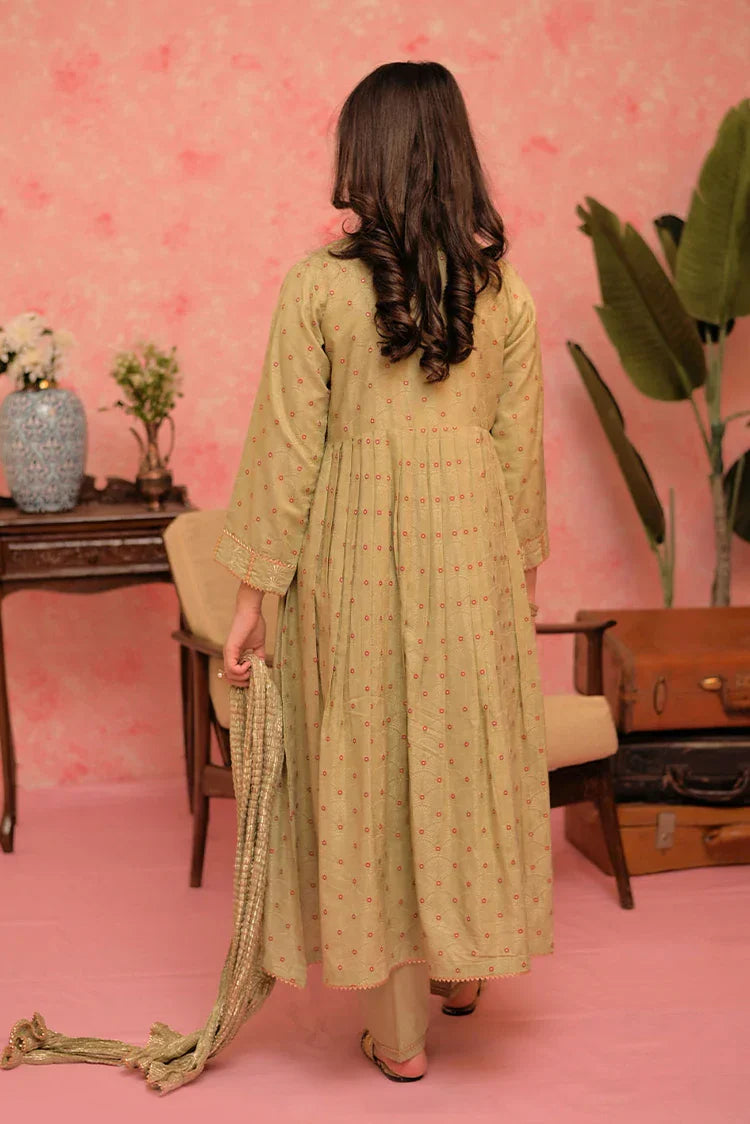 Picture of GBD-02889 | Green & Multicolor | Casual Plus 3 Piece Suit | Viscose Cotton Filament Jacquard - Available at Raja Sahib