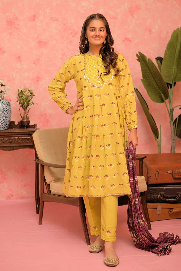 Picture of GBD-02901 | Perrot Green & Multicolor | Casual Plus 3 Piece Suit | Cotton Jacquard - Available at Raja Sahib