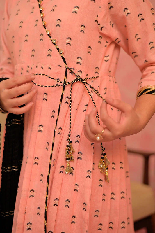 Picture of GBD-02902 | Peach & Multicolor | Casual Plus 3 Piece Suit | Cotton Jacquard - Available at Raja Sahib