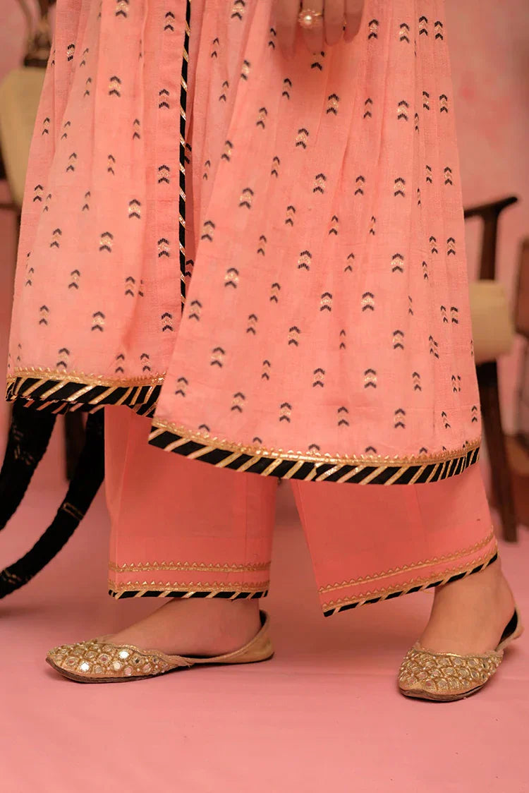 Picture of GBD-02902 | Peach & Multicolor | Casual Plus 3 Piece Suit | Cotton Jacquard - Available at Raja Sahib