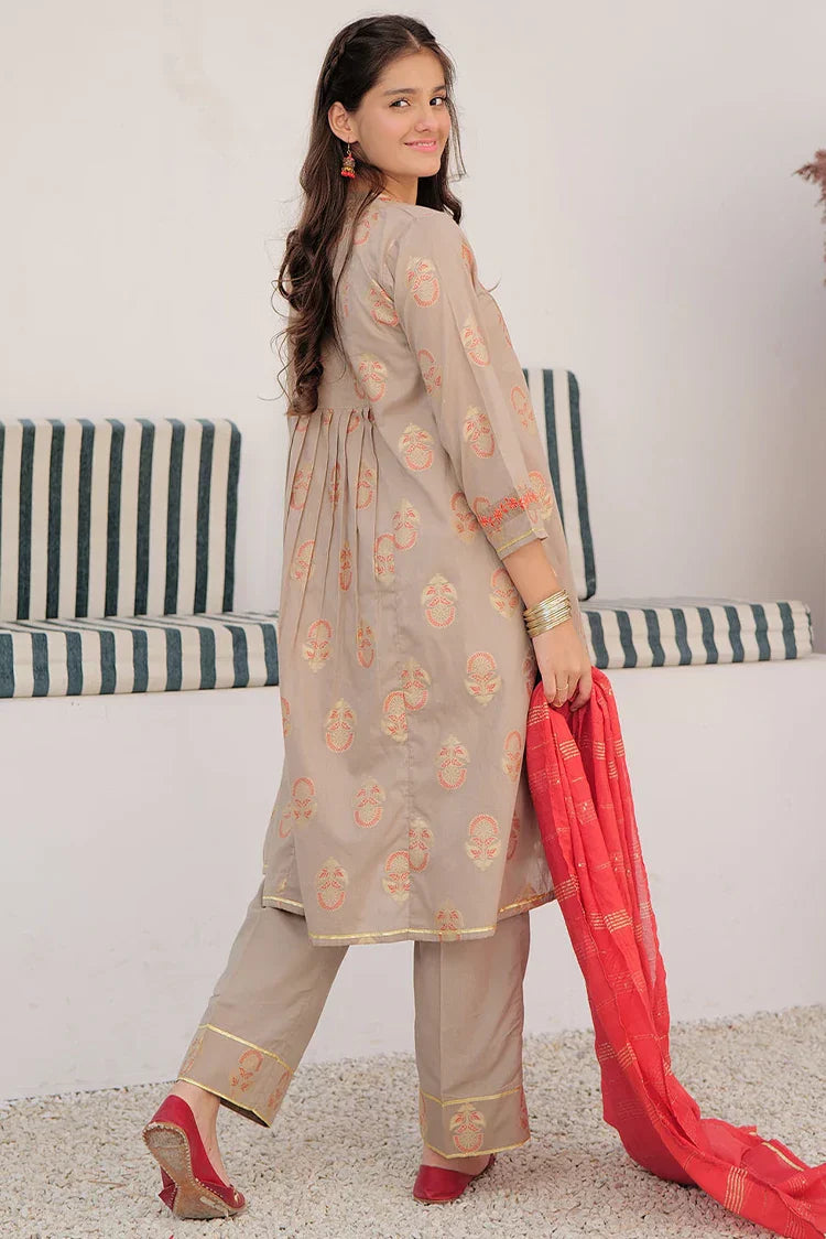 Picture of <!--aol-->GBD-02927 | Beige & Multicolor | Casual Plus 3 Piece Suit | Cotton Jacquard - Available at Raja Sahib