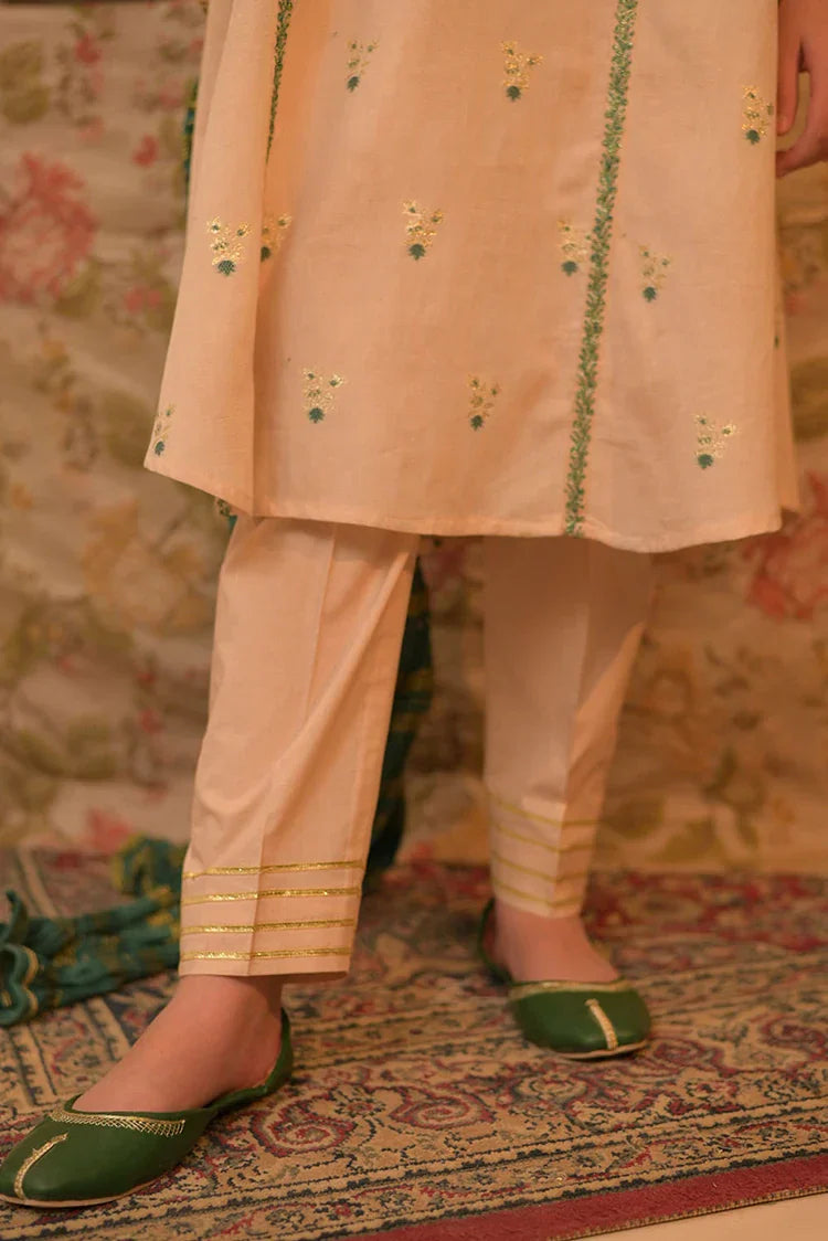 Picture of <!--aon-->GBD-02942 | Fawn & Multicolor | Casual Plus 3 Piece Suit | Cotton Jacquard - Available at Raja Sahib