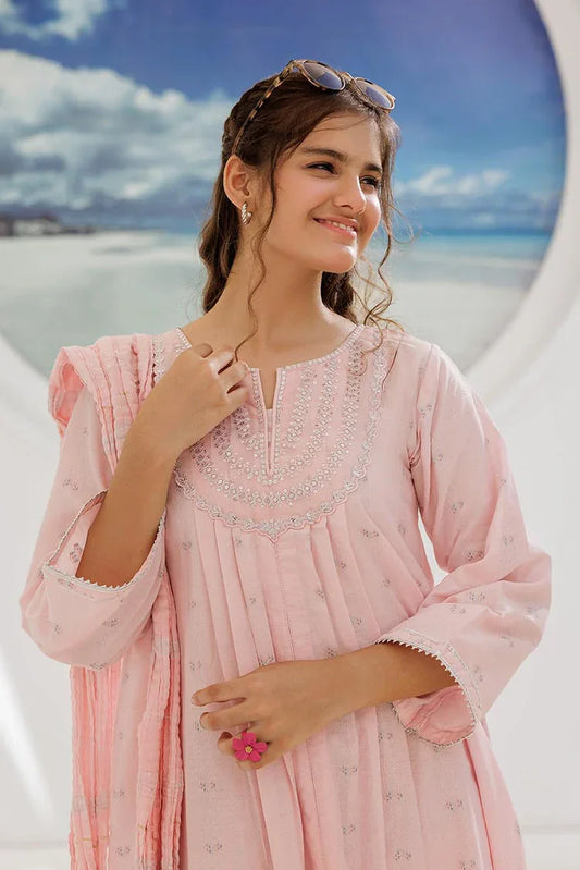 Picture of <!--akp-->GBD-02946 | Pink & Multicolor | Casual Plus 3 Piece Suit | Cotton Jacquard - Available at Raja Sahib